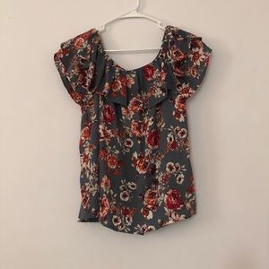 Gray/Floral Top